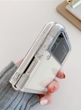 适用三星zflip3手机壳折叠屏Galaxy ZFlip5透明全包防摔w23flip硅胶zflip6超薄zflip4保护套w24男w25flip外壳