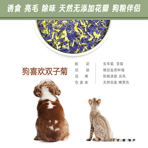天然生态狗喜欢双子菊100g干花瓣 狗粮猫粮伴侣诱食干花