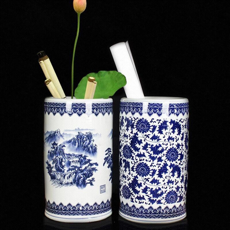 景德镇陶瓷书画卷轴字画缸瓷器青花箭筒帽筒放伞筒大花瓶客厅摆件