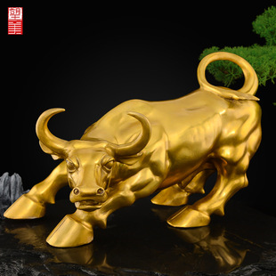 精品铜牛摆件黄铜办公室华尔街牛牛气冲天牛转乾坤牛大号