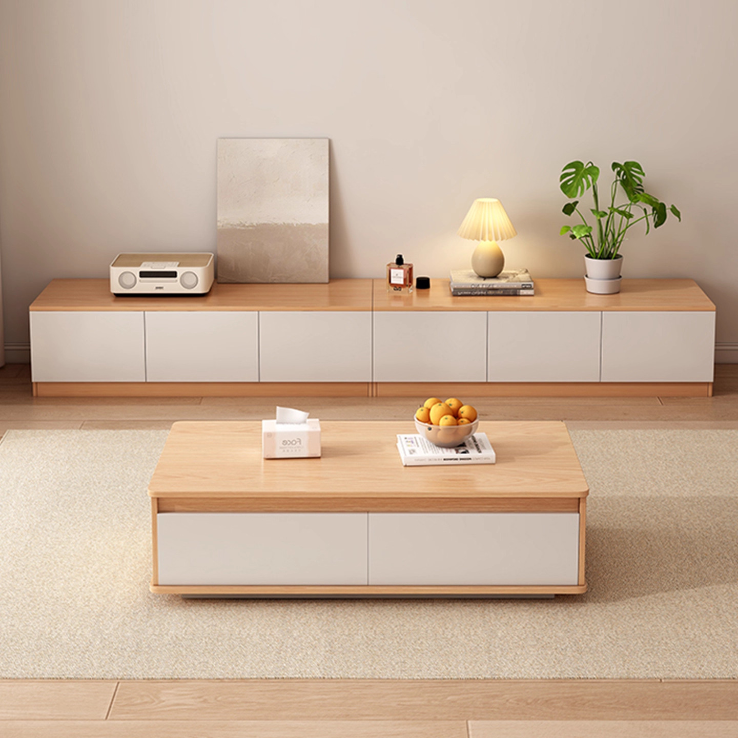 茶几电视柜套装客厅家用小户型落地小桌子简约现代创意原木风茶几