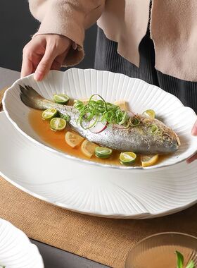 陶瓷家用盘子创意乔迁家用盘蒸鱼盘烤肉盘月子专用餐具餐盘调料碟