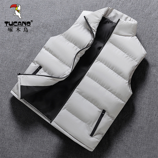 啄木鸟羽绒棉马甲男款冬季保暖加肥加大背心外套马夹外穿