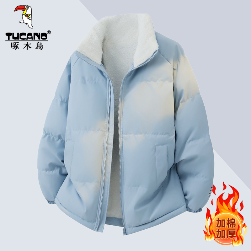 啄木鸟冬季男士立领棉衣加绒保暖