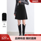 betu百图撞色线腰头高腰显瘦A字裙短裙子黑色百搭半截裙