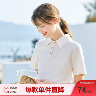 Betu百图短袖 t恤女翻领polo衫 针织宽松别致上衣夏季 新款