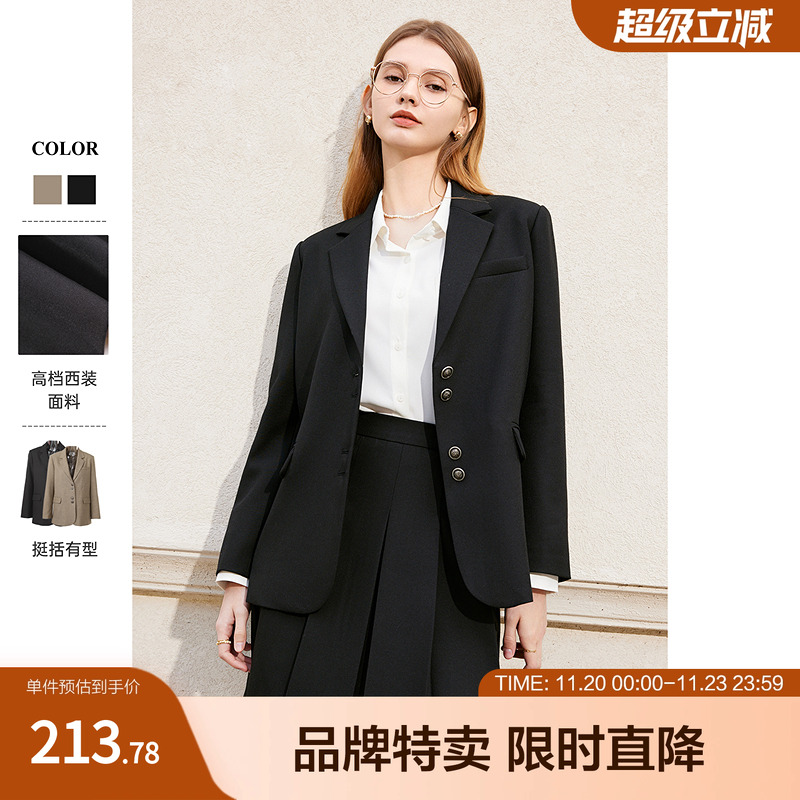 betu百图学院风西装新款气质时髦英伦风西装长袖单排扣西服女