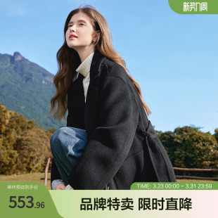 高级感极简风大衣气质优雅纯色中长款 毛呢外套 双面呢女式