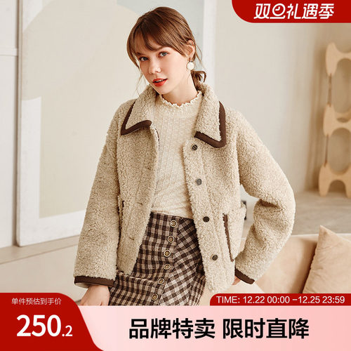 百图毛呢外套羊羔绒大衣小个子