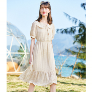 Betu百图短袖 连衣裙女娃娃领甜美气质a字公主裙夏季 新款