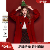 betu百图娃娃领毛呢大衣减龄娃娃领大口袋中长款 毛呢外套