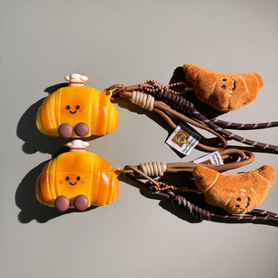 3E壳IQOO盒tws 保护套tws2e蓝牙耳机套TWS 1i软壳3pro女A3 tws4耳机hifi版 创意卡通仿真厨师牛角包适用于vivo