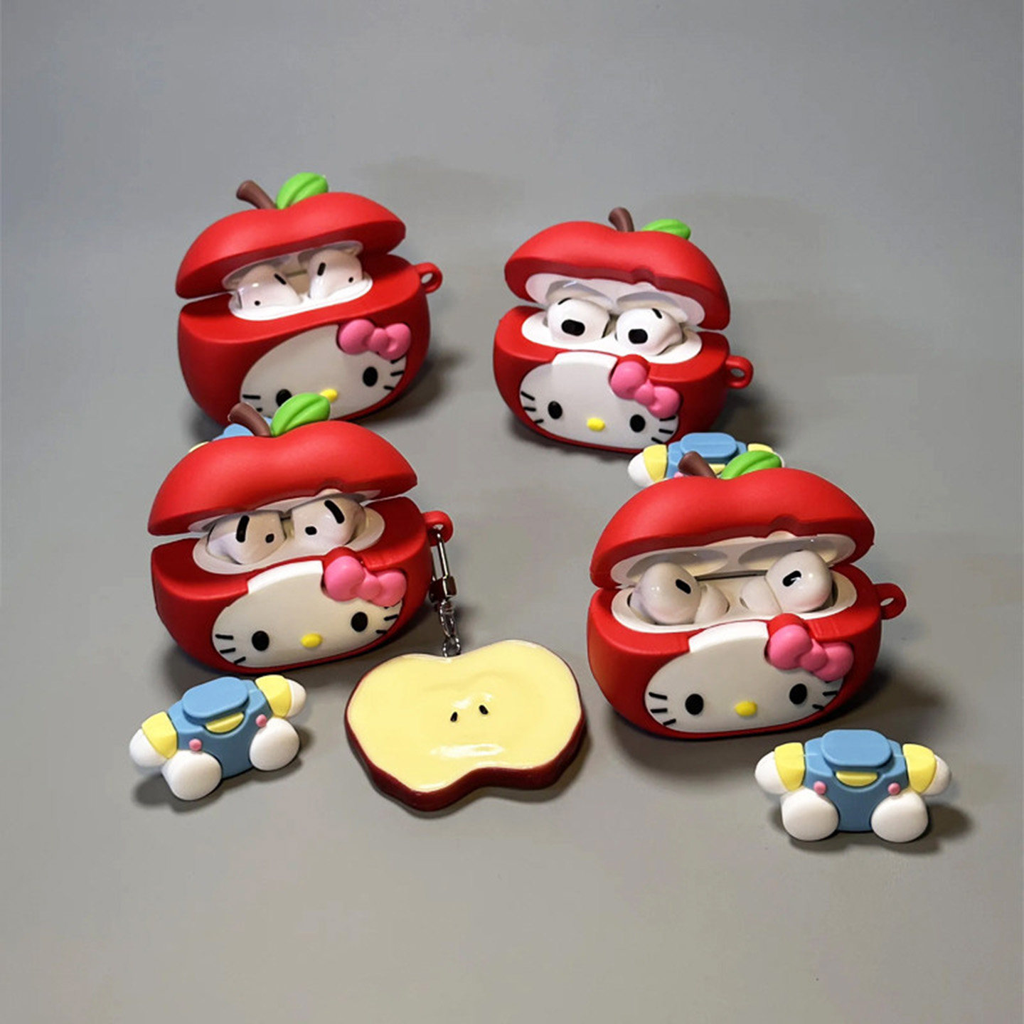 创意红苹果Kitty猫适用OPPO Enco Air4 Pro保护套硅胶Free4无蓝牙耳机壳可爱卡通Free3耳机套r3pro防摔air2盒