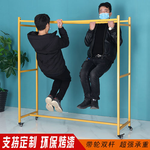 服装侧挂落地带轮展示架