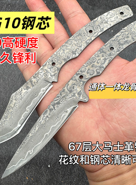 一体67层大马士革钢VG10钢芯水果刀刀胚家用DIY水果刀厨房果皮刀