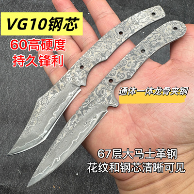 一体67层大马士革钢VG10钢芯水果刀刀胚家用DIY水果刀厨房果皮刀