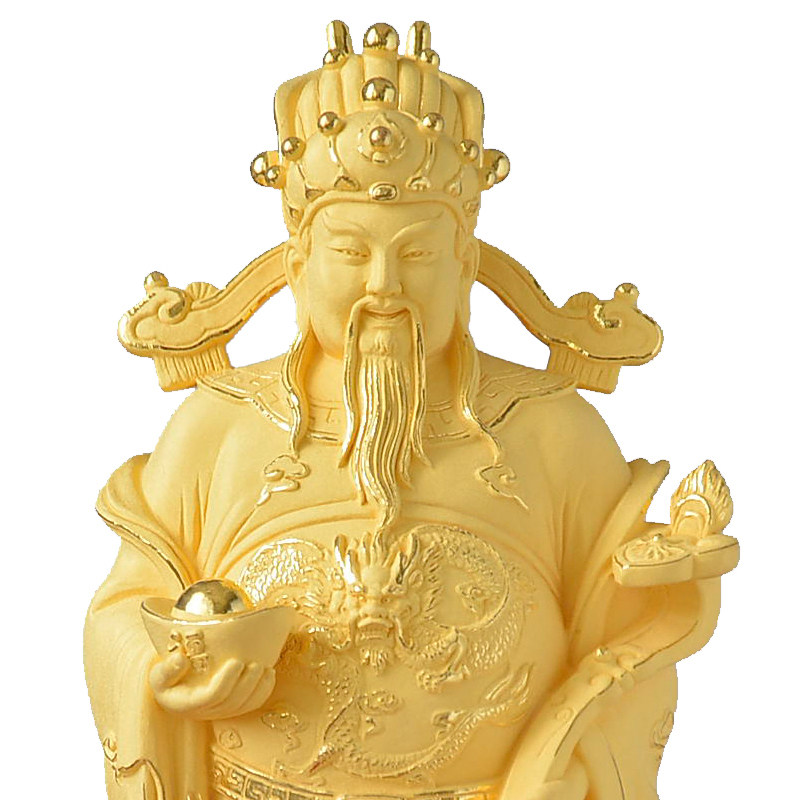 24K金绒沙金财神爷摆件商务开业礼品办公室招财摆设文武财神佛像