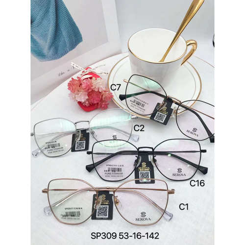 SEROVA施洛华眼镜框钛板眼镜架眼睛框猫眼镜框SP309可定制镜片