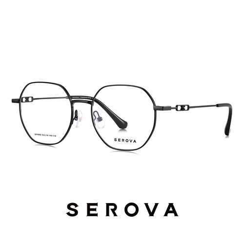 SEROVA施洛华眼镜框钛板眼镜架眼睛框多边形框SP985可定制镜片