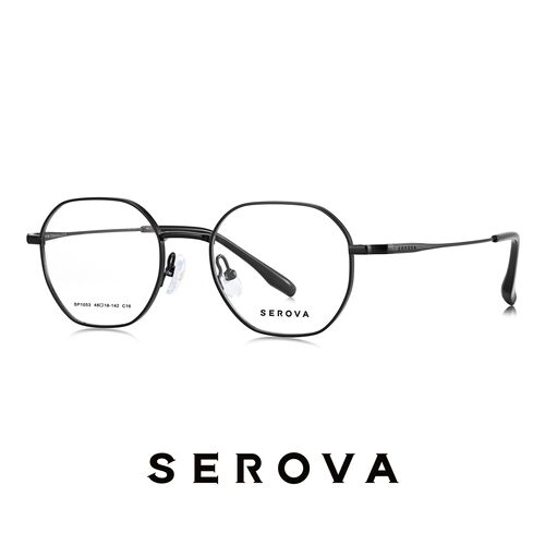 SEROVA施洛华眼镜框钛板眼镜架眼睛框多边形镜框SP1053可定制镜片
