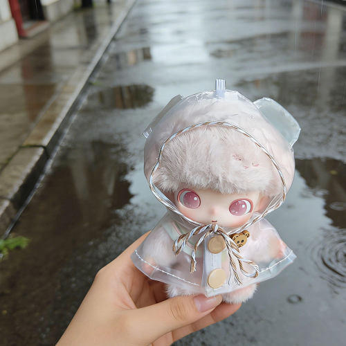 dimoo新生日记娃衣10cm玩偶公仔雨衣可爱衣服套装可爱风透明雨衣