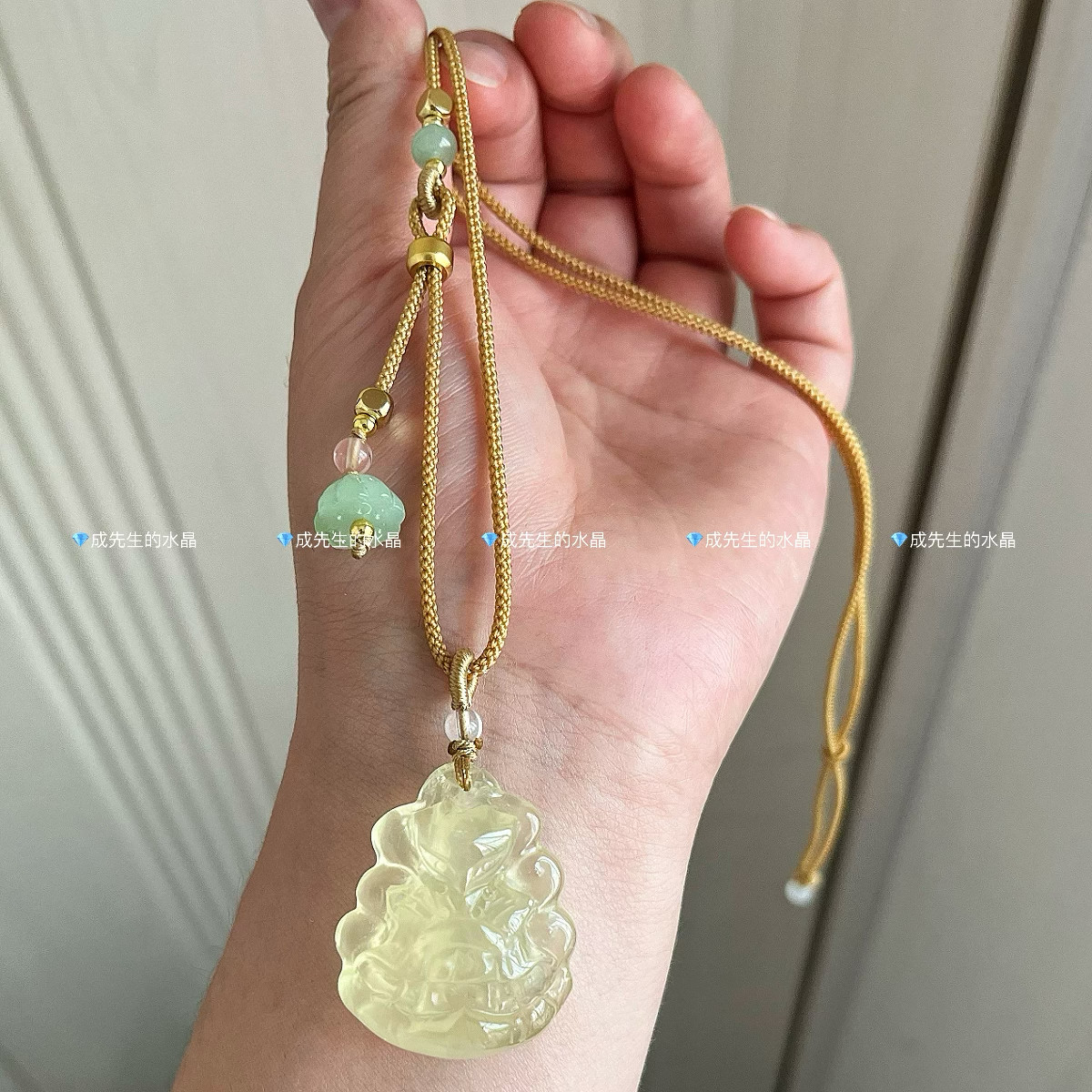 天然黄水晶狐狸吊坠将军狐柠檬黄水晶项链狐牌锁骨链桃花女高级感