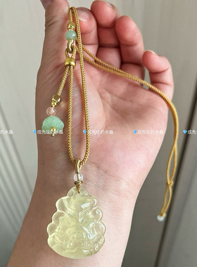 天然黄水晶狐狸吊坠将军狐柠檬黄水晶项链狐牌锁骨链桃花女高级感