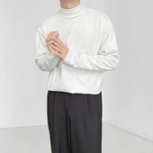 长袖 280g重磅秋冬季 宽松慵懒双面德绒保暖打底衫 男Tt恤半高领内搭