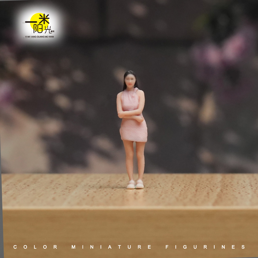 现货 1/64 穿裙子的漂亮女孩微缩场景模型搭配3D彩色打印摆件人偶