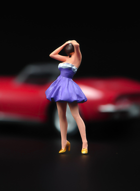 ANT 1/64 紫色蓬蓬裙连衣裙女郎 微缩模型沙盘手办树脂小人偶微拍