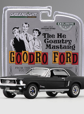 现货绿光 1/64  GreenLight 合金汽车模型 1968年福特野马 Coupe