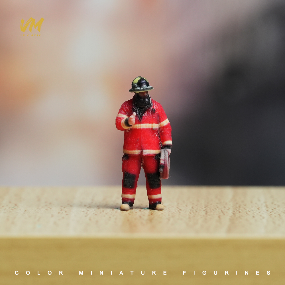 现货 1/64 消防员男 微缩场景模型搭配3D彩色打印摆件人偶