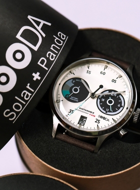 国内现货|日本TACS熊猫盘太阳能充电中性石英手表SOODA夜光防水