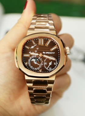 No identity恶搞鹦鹉螺异形壳手绘盘面自动机械表玫瑰金色版