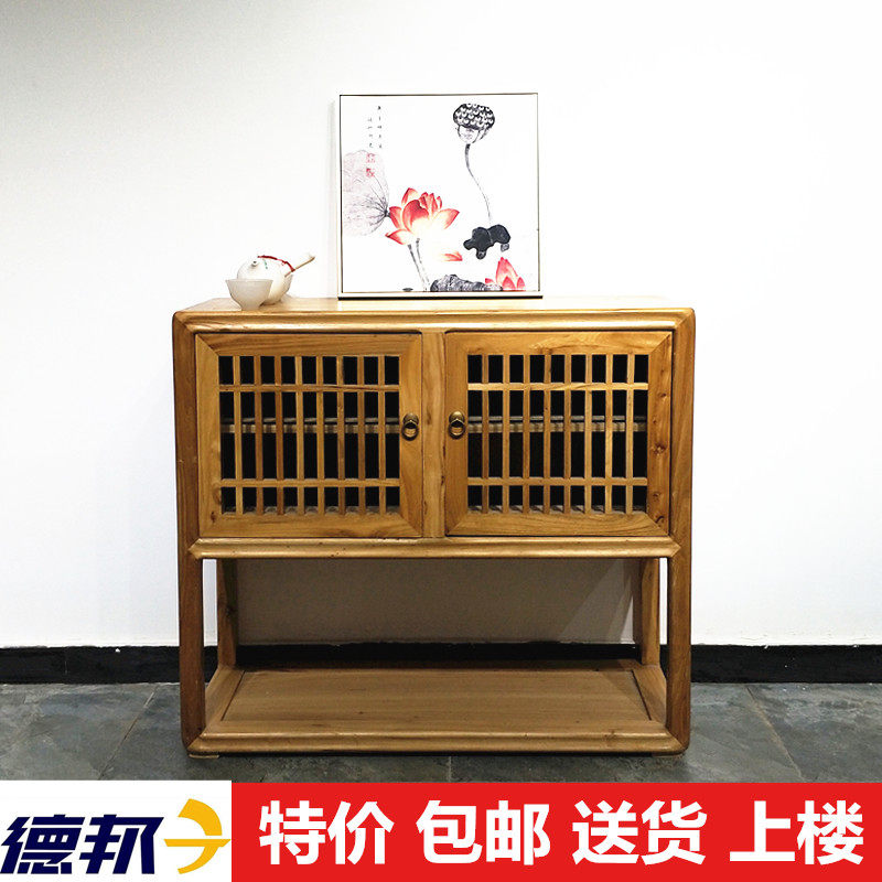 新中式玄关柜实木简约餐边柜老榆木免漆茶水柜茶室复古禅意储物柜在类目 住宅家具, 柜类, 餐边柜中 - 来自Buy2taobao.com提供专业的淘宝代购服务