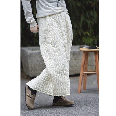 复古文艺夹棉半身裙秋冬加厚保暖