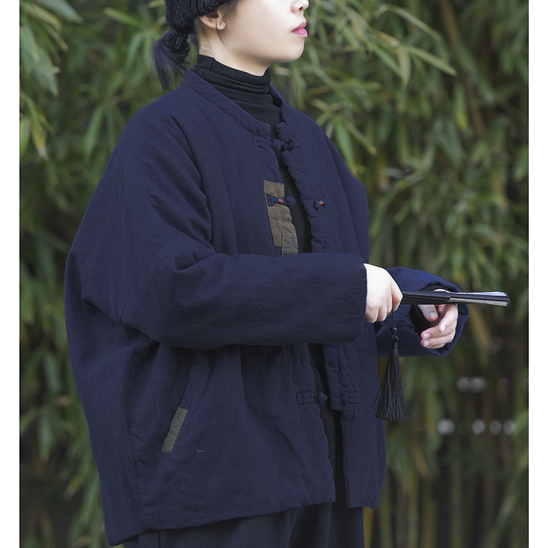 仿丝棉文艺复古宽松棉麻补丁做旧