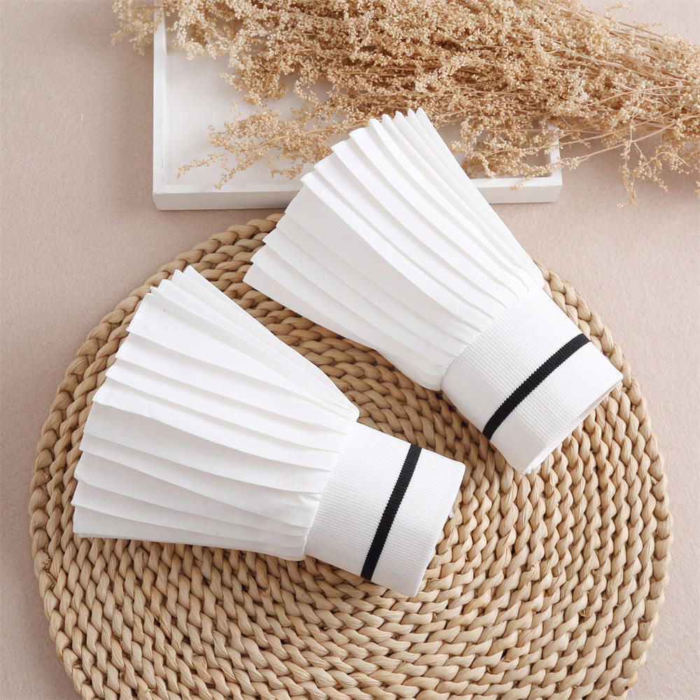 装饰假袖子女复古风琴褶百褶黑色白色衬衫假袖毛衣配饰松紧假袖口