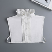 气质木耳边假领子女高领秋冬假立领百搭衬衫 假领压褶假衣领子装 饰