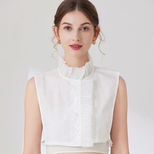 秋冬立领假领子女百搭配毛衣内搭纯净网纱荷叶领衬衣领装饰假衣领