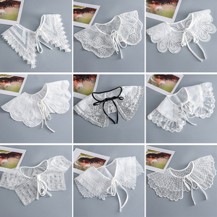 花边装饰娃娃领外搭衣领小披肩女夏季斗篷白色多功能配裙子假领子