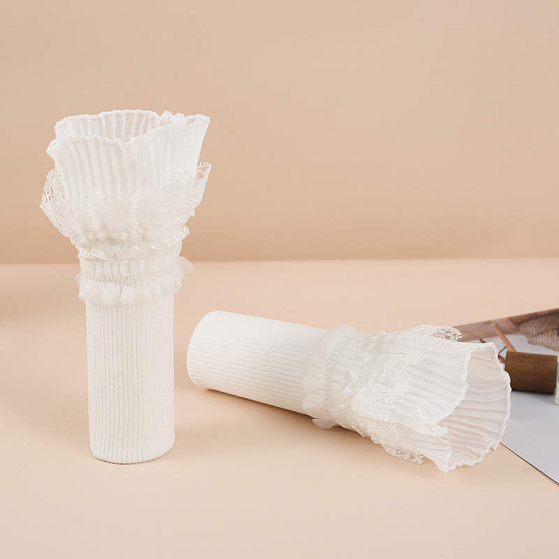 内搭花边袖套松紧罗纹收口长短