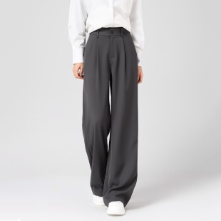 子高级感休闲显瘦阔腿裤 灰色西装 高腰垂感直筒裤 女2025秋冬新款 裤