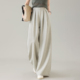 新款 裤 慵懒风高腰阔腿裤 浅灰色西装 女宽松垂感直筒休闲裤 2026春季