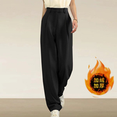 休闲直筒拖地长裤 加绒裤 子 2025新款 高腰垂感阔腿裤 子女秋冬西装 裤