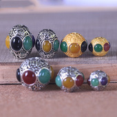 尼泊尔隔珠百搭手工黄铜镶嵌珠配珠diy佛珠散珠佛珠配饰