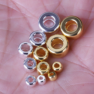 百搭多尺寸实心黄铜桶珠隔珠藏式18K亮金亮银星月菩提金刚子弟珠