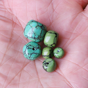 优选乌兰花绿松石散珠子桶珠手串diy手工菱镁矿手链铁线高瓷