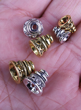 佛珠配饰 藏银三通佛头 佛珠配件 佛塔 镂空塔头 流苏花托花帽