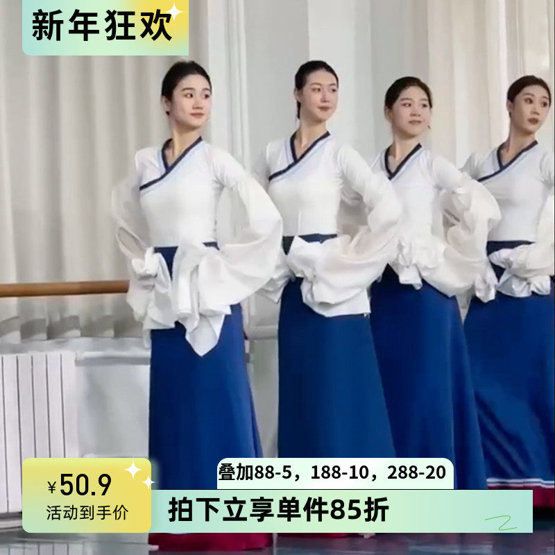 藏族舞蹈演出服装女成人民族民间表演舞练功服练习大摆裙班服定做